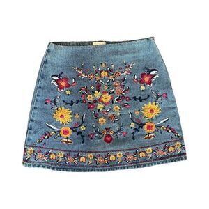 Harper Heritage Embroidered Denim Mini Skirt